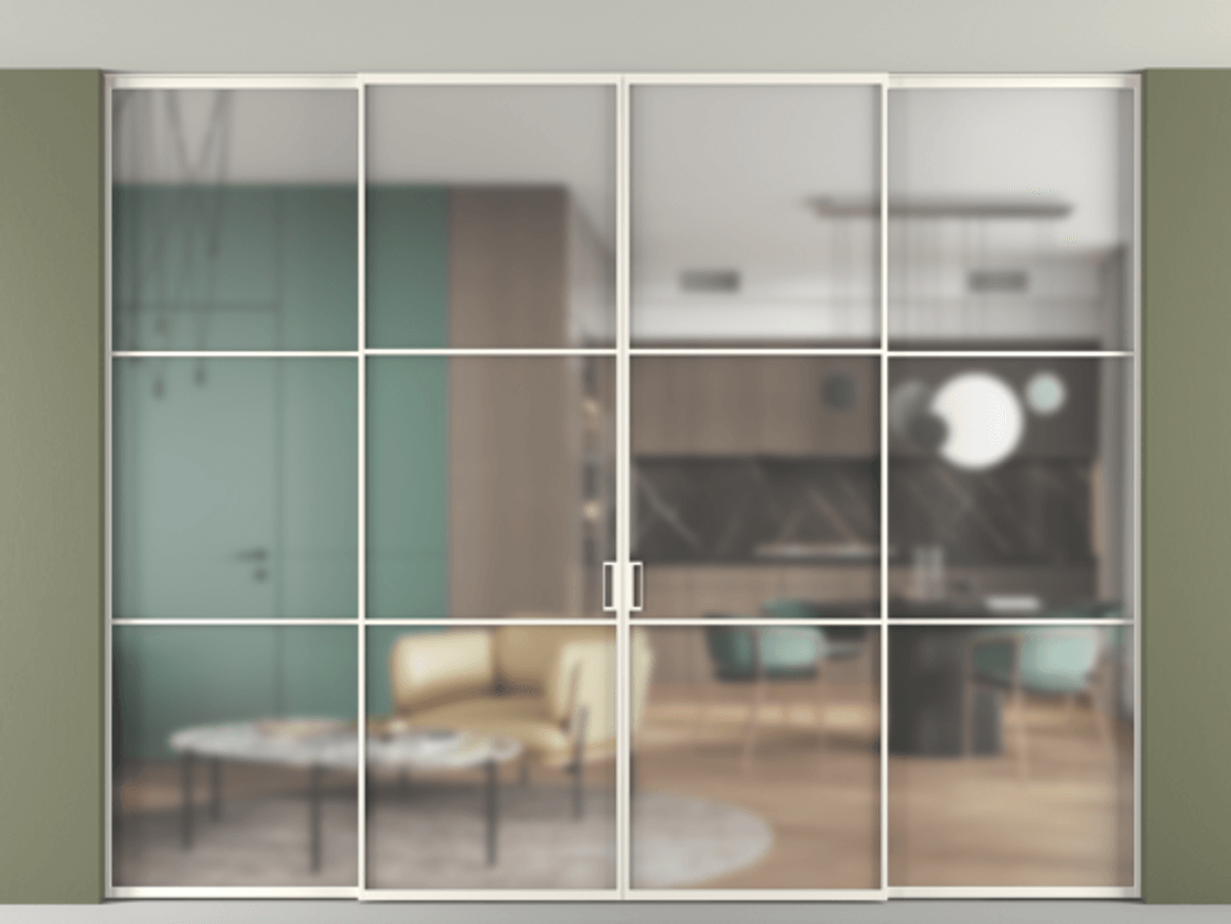 Перегородка Formato внутри проёма скрытое крепление в потолок 4 створки АЛПР 040.03 Алюминий пудровый белый Сатинированное стекло "Мателюкс Кристал Вижн", калёное, матовое, каленое 6 мм. Цена 555140 ₽ 1. Полотно 4 шт. (800/2100 мм)
2. Комплект установки раздвижной системы
3. Базовый комплект фурнитуры
4.Ручка RONDO. Фабрика дверей Волховец 8 (800) 551 43 19 Перегородка Formato внутри проёма скрытое крепление в потолок 4 створки АЛПР 040.03 Алюминий пудровый белый Сатинированное стекло "Мателюкс Кристал Вижн", калёное, матовое, каленое 6 мм Цена 555140 ₽ | Volhovec