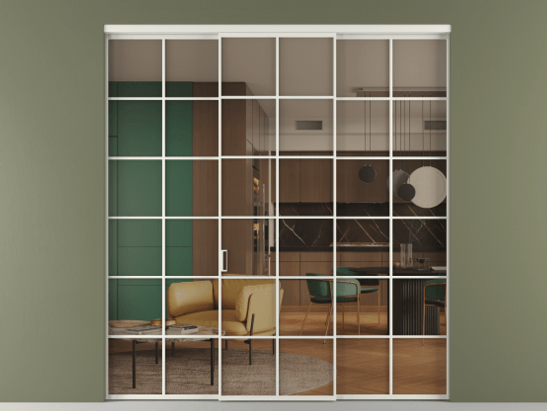 Перегородка Formato внутри проёма 3 створки АЛПР 040.05 Алюминий серый Прозрачное бронзовое стекло, триплекс. Цена 254825 ₽ 1. Полотно 3 шт. (800/2100 мм)
2. Комплект установки раздвижной системы
3. Базовый комплект фурнитуры
4.Ручка RONDO. Фабрика дверей Волховец 8 (800) 551 43 19 Перегородка Formato внутри проёма 3 створки АЛПР 040.05 Алюминий серый Прозрачное бронзовое стекло, триплекс Цена 254825 ₽ | Volhovec