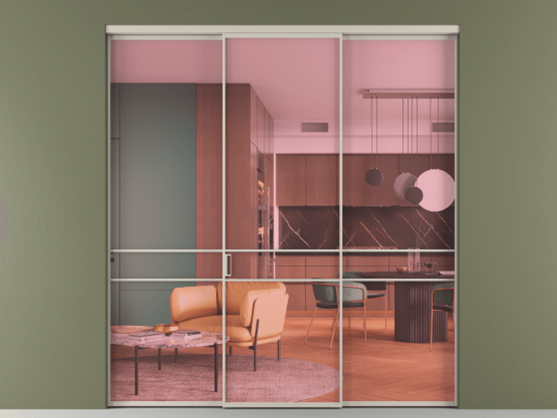 Перегородка Формато внутри проёма 3 створки АЛПР 040.02 Алюминий светло-бежевый Прозрачное розовое стекло, триплекс. Цена 237275 ₽ 1. Полотно 3 шт. (800/2100 мм)
2. Комплект установки раздвижной системы
3. Базовый комплект фурнитуры
4.Ручка Рондо. Фабрика дверей Волховец 8 (800) 551 43 19 Перегородка Формато внутри проёма 3 створки АЛПР 040.02 Алюминий светло-бежевый Прозрачное розовое стекло, триплекс Цена 237275 ₽ | Volhovec