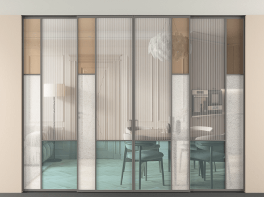 Перегородка Мозаик внутри проёма скрытое крепление в потолок 4 створки АЛПР 041.12 Алюминий классический серый Комбинация стекол Группы 1 и Группы 3. Цена 617260 ₽ . Фабрика дверей Волховец 8 (800) 551 43 19 Перегородка Мозаик внутри проёма скрытое крепление в потолок 4 створки АЛПР 041.12 Алюминий классический серый Комбинация стекол Группы 1 и Группы 3 Цена 617260 ₽ | Volhovec