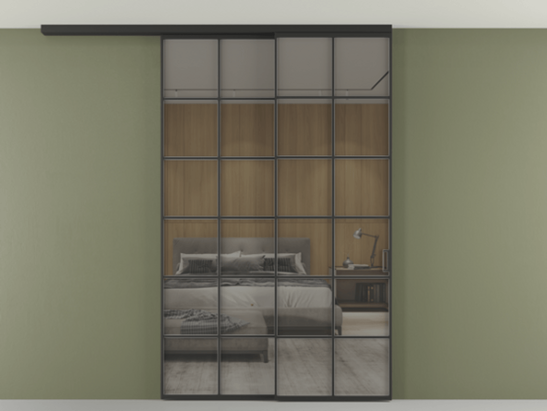 Перегородка Formato вдоль стены на потолок 2 створки с синхронным механизмом АЛПР 040.05 Алюминий Черный Рефлективное серое стекло "Stopsol", калёное. Скрытый короб ЧЕР Цена 328380 ₽ 1. Полотно 2 шт. (800/2100 мм)
2. Комплект установки раздвижной системы
3. Базовый комплект фурнитуры
4.Ручка RONDO
. Фабрика дверей Волховец 8 (800) 551 43 19 Перегородка Formato вдоль стены на потолок 2 створки с синхронным механизмом АЛПР 040.05 Алюминий Черный Рефлективное серое стекло "Stopsol", калёное Цена 328380 ₽ | Volhovec