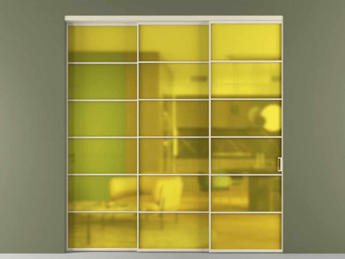 Перегородка Formato внутри проёма 3 створки с синхронным механизмом АЛПР 040.04 Алюминий бежево-серый Сатинированное жёлтое стекло, триплекс. Цена 413000 ₽ 1. Полотно 3 шт. (800/2100 мм)
2. Комплект установки раздвижной системы
3. Базовый комплект фурнитуры
4. Комплект фурнитуры телескопик синхро-2
5.Ручка RONDO
. Фабрика дверей Волховец 8 (800) 551 43 19 Перегородка Formato внутри проёма 3 створки с синхронным механизмом АЛПР 040.04 Алюминий бежево-серый Сатинированное жёлтое стекло, триплекс Цена 413000 ₽ | Volhovec