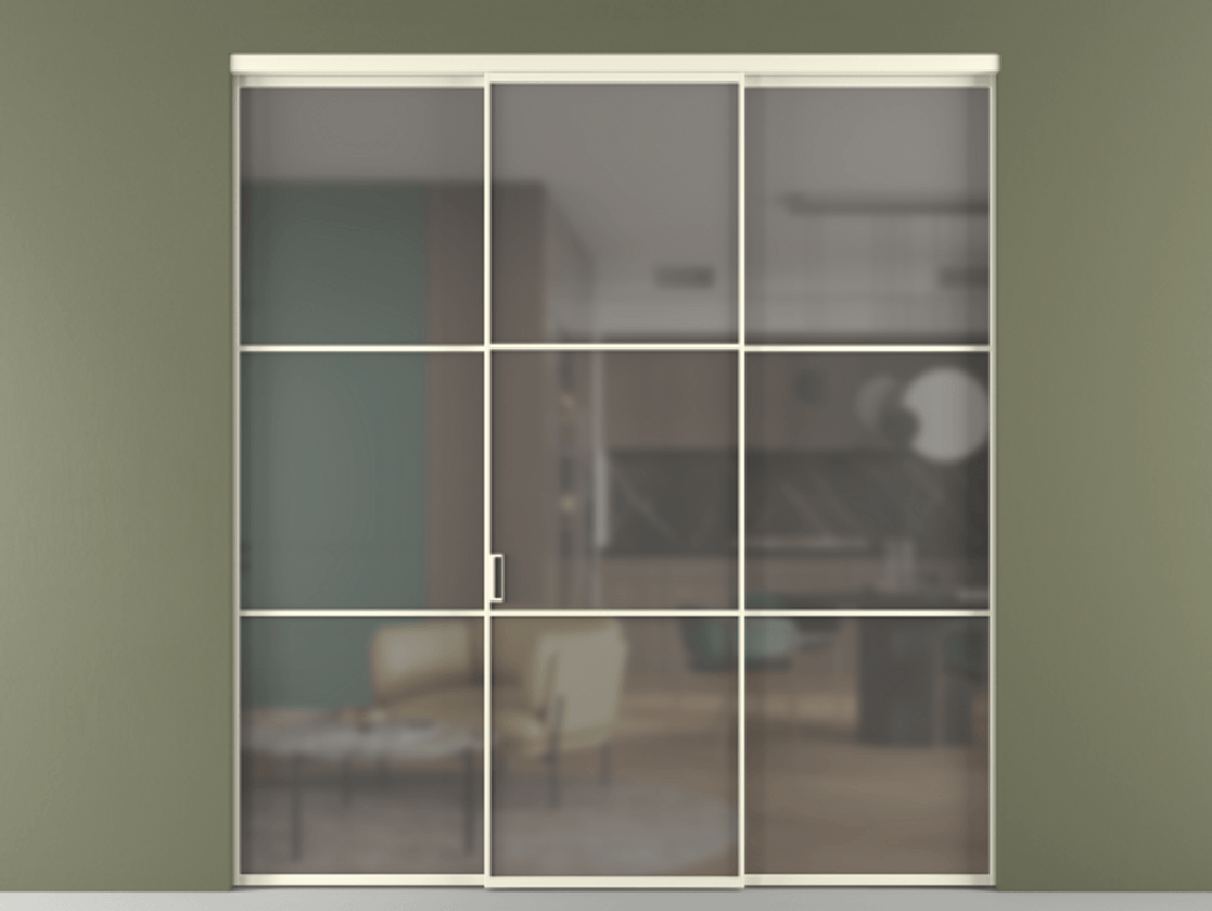 Перегородка Formato внутри проёма 3 створки АЛПР 040.03 Алюминий молочно-белый Сатинированное серое стекло, триплекс. Цена 237275 ₽ 1. Полотно 3 шт. (800/2100 мм)
2. Комплект установки раздвижной системы
3. Базовый комплект фурнитуры
4.Ручка RONDO. Фабрика дверей Волховец 8 (800) 551 43 19 Перегородка Formato внутри проёма 3 створки АЛПР 040.03 Алюминий молочно-белый Сатинированное серое стекло, триплекс Цена 237275 ₽ | Volhovec