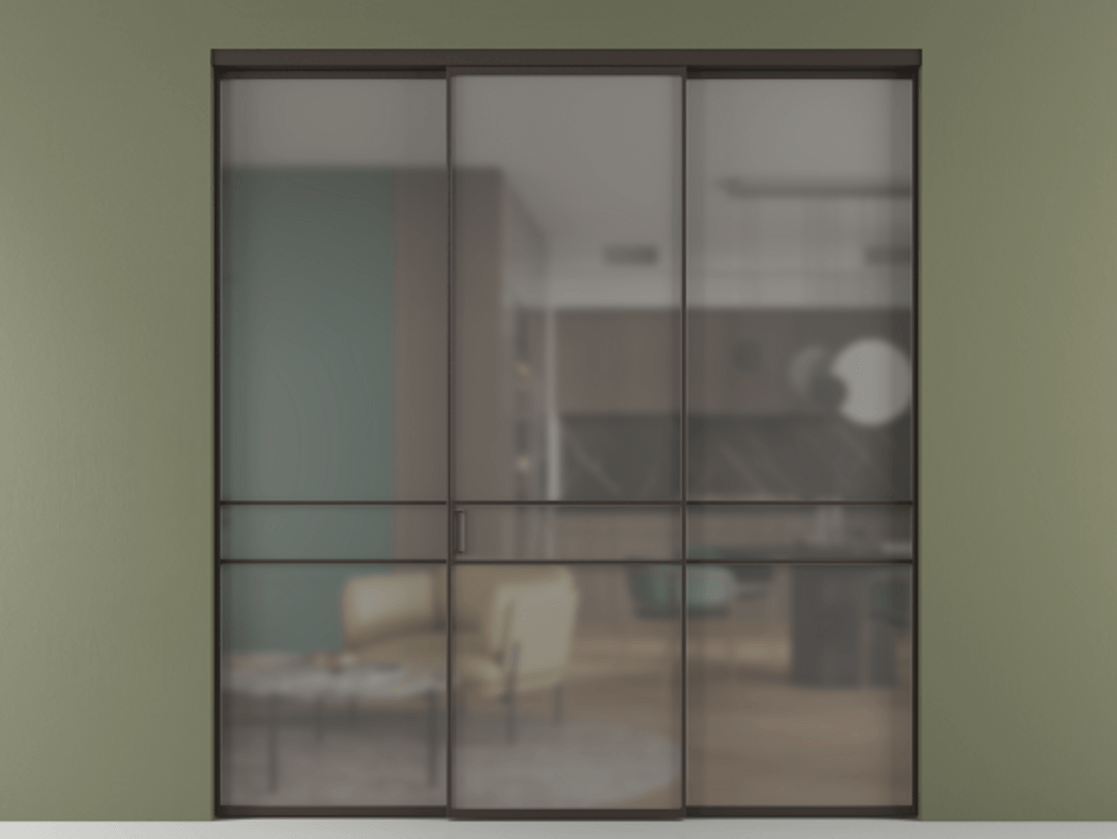 Перегородка Формато внутри проёма 3 створки АЛПР 040.02 Алюминий антрацит Сатинированное серое стекло, триплекс. Цена 237275 ₽ 1. Полотно 3 шт. (800/2100 мм)
2. Комплект установки раздвижной системы
3. Базовый комплект фурнитуры
4.Ручка Рондо. Фабрика дверей Волховец 8 (800) 551 43 19 Перегородка Формато внутри проёма 3 створки АЛПР 040.02 Алюминий антрацит Сатинированное серое стекло, триплекс Цена 237275 ₽ | Volhovec