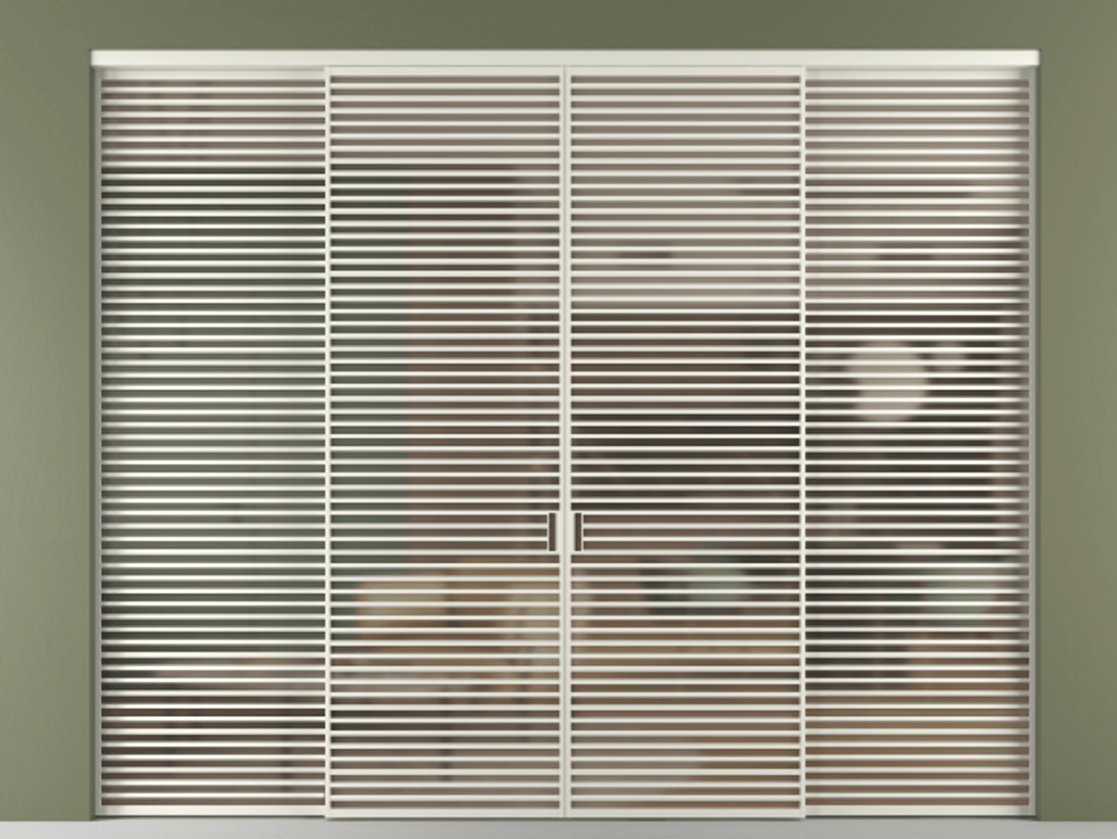 Перегородка Formato внутри проёма 4 створки АЛПР 040.07 Алюминий Белый Сатинированное бронзовое стекло, триплекс. Скрытый короб БЕЛ Цена 622560 ₽ 1. Полотно 4 шт. (800/2100 мм)
2. Комплект установки раздвижной системы
3. Базовый комплект фурнитуры
4.Ручка RONDO. Фабрика дверей Волховец 8 (800) 551 43 19 Перегородка Formato внутри проёма 4 створки АЛПР 040.07 Алюминий Белый Сатинированное бронзовое стекло, триплекс Цена 622560 ₽ | Volhovec