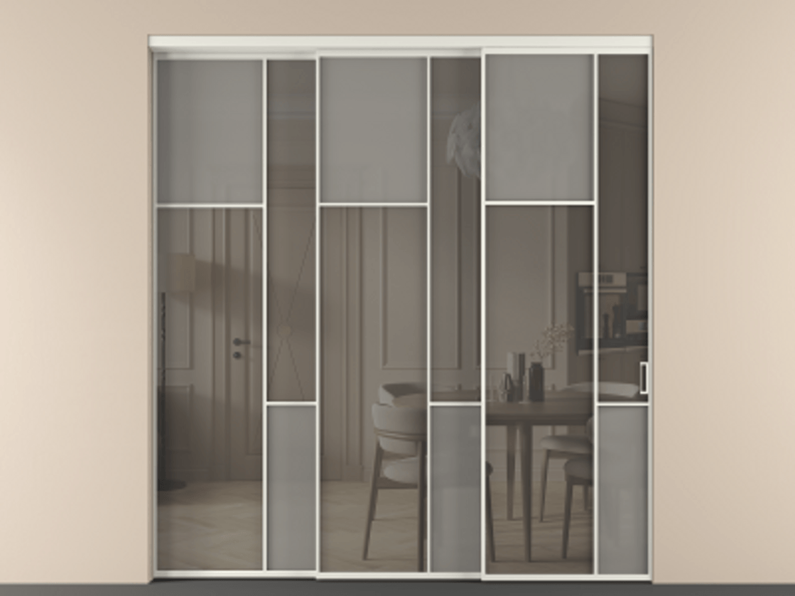 Перегородка Mosaic внутри проёма 3 створки с синхронным механизмом АЛПР 041.10 Алюминий серый Сатинированное серое стекло, триплекс, 6 мм + Прозрачное серое стекло, триплекс. Цена 437390 ₽ . Фабрика дверей Волховец 8 (800) 551 43 19 Перегородка Mosaic внутри проёма 3 створки с синхронным механизмом АЛПР 041.10 Алюминий серый Сатинированное серое стекло, триплекс, 6 мм + Прозрачное серое стекло, триплекс Цена 437390 ₽ | Volhovec