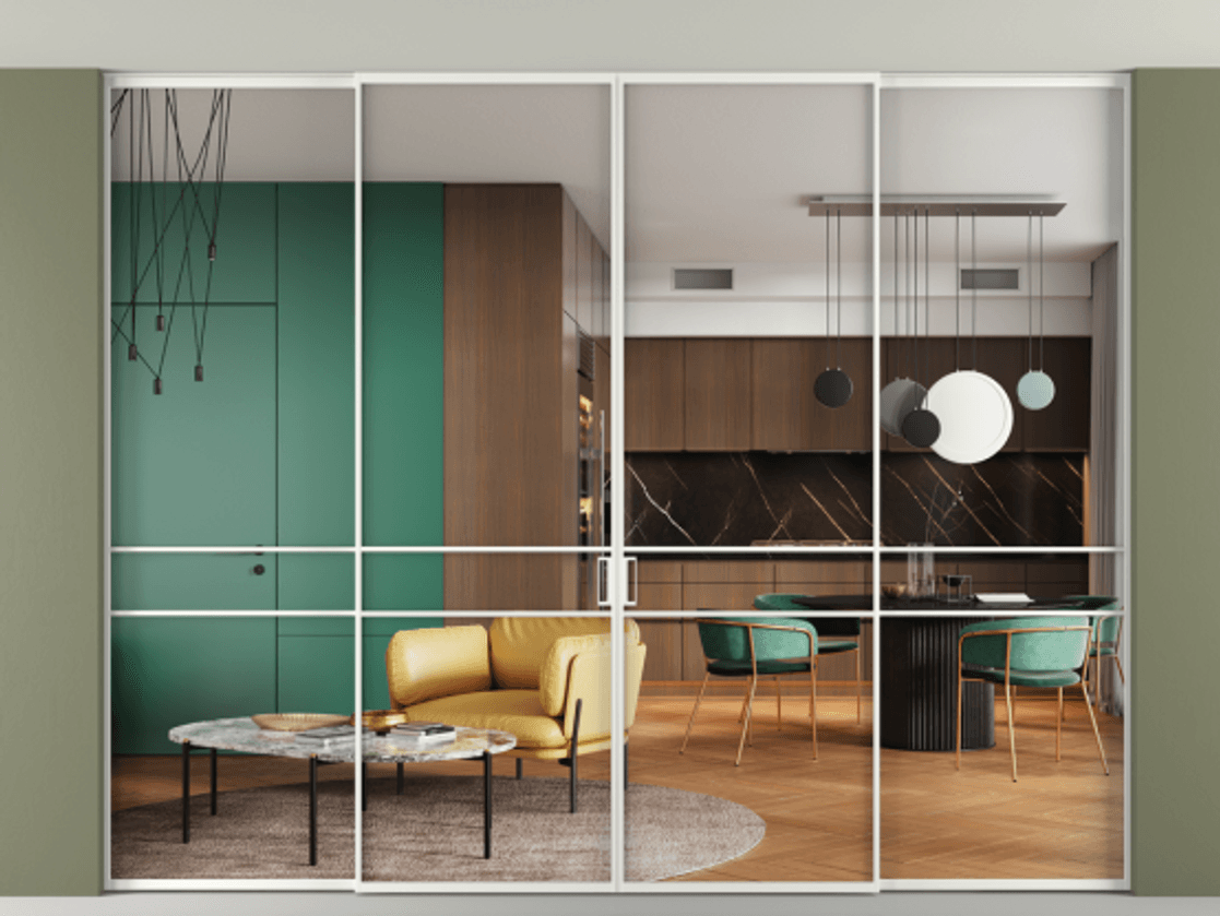 Перегородка Formato внутри проёма скрытое крепление в потолок 4 створки АЛПР 040.02 Алюминий светло-серый Прозрачное стекло "Crystal Vision", калёное. Цена 555140 ₽ 1. Полотно 4 шт. (800/2100 мм)
2. Комплект установки раздвижной системы
3. Базовый комплект фурнитуры
4.Ручка RONDO. Фабрика дверей Волховец 8 (800) 551 43 19 Перегородка Formato внутри проёма скрытое крепление в потолок 4 створки АЛПР 040.02 Алюминий светло-серый Прозрачное стекло "Crystal Vision", калёное Цена 555140 ₽ | Volhovec