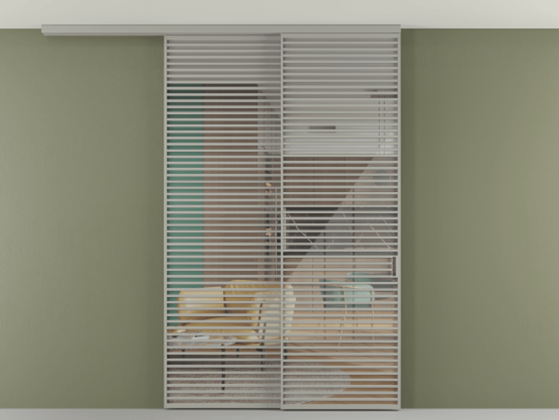 Перегородка Формато вдоль стены на потолок 2 створки с синхронным механизмом АЛПР 040.07 Алюминий нейтральный серый Рефлективное прозрачное стекло "Стопсол", калёное. Цена 24150 AZE 1. Полотно 2 шт. (800/2100 мм)
2. Комплект установки раздвижной системы
3. Базовый комплект фурнитуры
4.Ручка Рондо. Фабрика дверей Волховец 8 (800) 551 43 19 Перегородка Формато вдоль стены на потолок 2 створки с синхронным механизмом АЛПР 040.07 Алюминий нейтральный серый Рефлективное прозрачное стекло "Стопсол", калёное Цена 24150 AZE | Volhovec