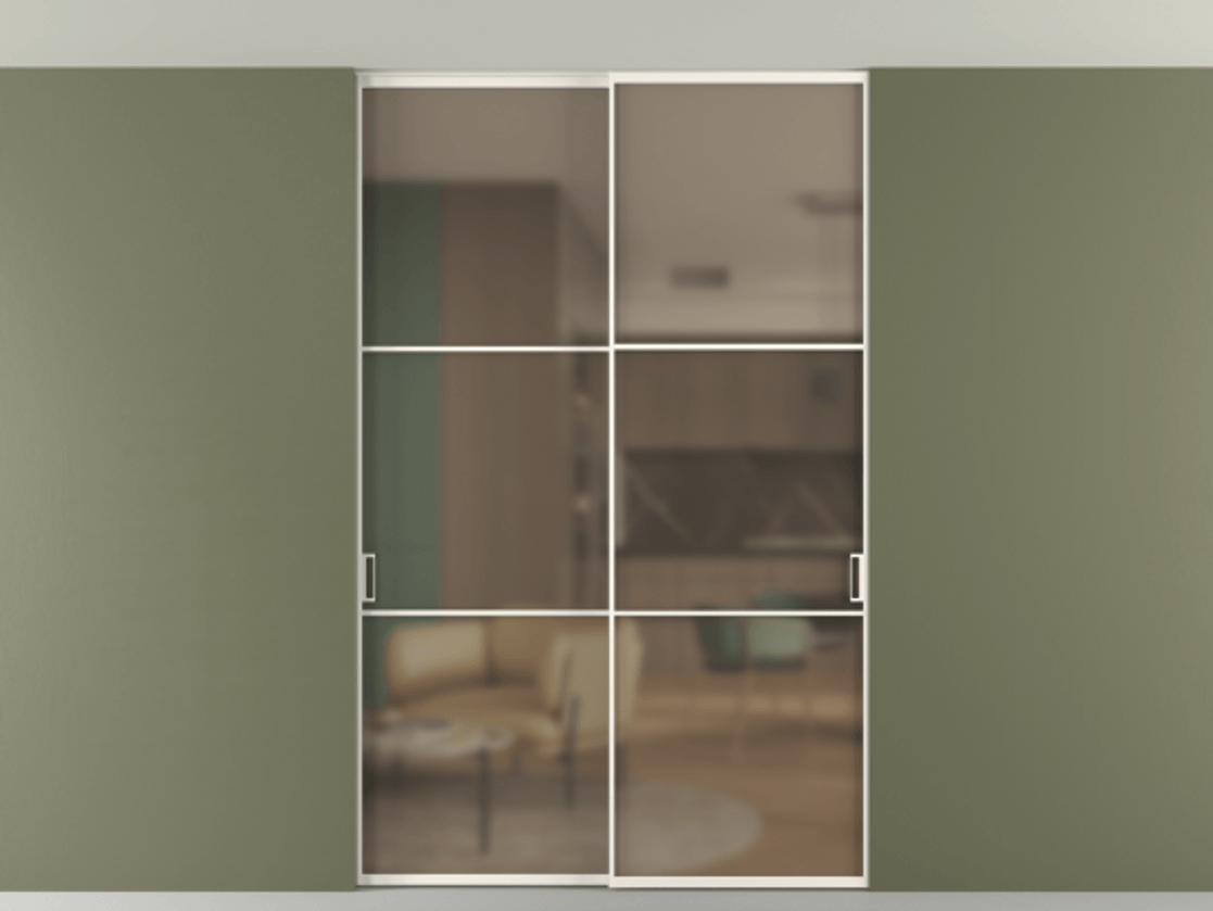 Перегородка Formato внутри проёма скрытое крепление в потолок 2 створки АЛПР 040.03 Алюминий пудровый белый Сатинированное бронзовое стекло, триплекс. Цена 248215 ₽ 1. Полотно 2 шт. (800/2100 мм)
2. Комплект установки раздвижной системы
3. Базовый комплект фурнитуры
4. Ручка RONDO. Фабрика дверей Волховец 8 (800) 551 43 19 Перегородка Formato внутри проёма скрытое крепление в потолок 2 створки АЛПР 040.03 Алюминий пудровый белый Сатинированное бронзовое стекло, триплекс Цена 248215 ₽ | Volhovec