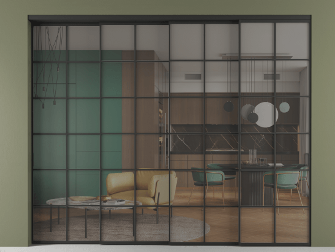 Перегородка Formato внутри проёма телескопик синхро 3 АЛПР 040.05 Алюминий Черный Прозрачное серое стекло, триплекс, 6 мм. Скрытый короб ЧЕР Цена 498700 ₽ 1. Полотно 4 шт. (800/2100 мм)
2. Комплект установки раздвижной системы
3. Базовый комплект фурнитуры
4. Комплект фурнитуры телескопик синхро-3
5. Ручка RONDO
. Фабрика дверей Волховец 8 (800) 551 43 19 Перегородка Formato внутри проёма телескопик синхро 3 АЛПР 040.05 Алюминий Черный Прозрачное серое стекло, триплекс, 6 мм Цена 498700 ₽ | Volhovec