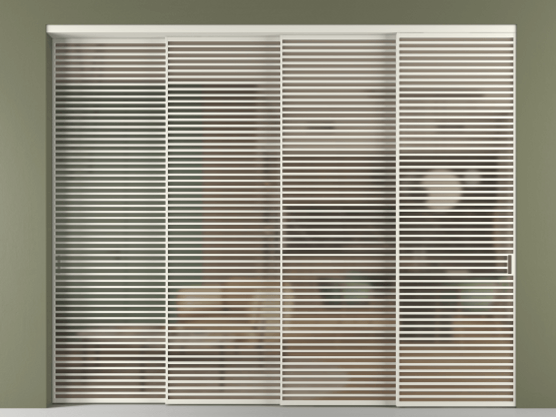 Перегородка Formato внутри проёма телескопик синхро 3 АЛПР 040.07 Алюминий Белый Сатинированное бронзовое стекло, триплекс, 6 мм. Скрытый короб БЕЛ Цена 822700 ₽ 1. Полотно 4 шт.  (800/2100 мм)
2. Комплект установки раздвижной системы
3. Базовый комплект фурнитуры
4. Комплект фурнитуры телескопик синхро-3
5. Ручка RONDO
. Фабрика дверей Волховец 8 (800) 551 43 19  Перегородка Formato внутри проёма телескопик синхро 3 АЛПР 040.07 Алюминий Белый Сатинированное бронзовое стекло, триплекс, 6 мм Цена 822700 ₽ | Volhovec