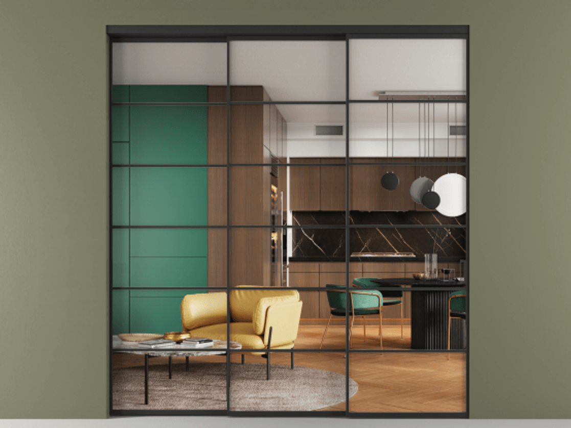 Перегородка Formato внутри проёма телескопик синхро 2 АЛПР 040.04 Алюминий Черный Прозрачное стекло "Crystal Vision", калёное, 6 мм. Скрытый короб ЧЕР Цена 395200 ₽ 1. Полотно 3 шт. (800/2100 мм)
2. Комплект установки раздвижной системы
3. Базовый комплект фурнитуры
4. Комплект фурнитуры телескопик синхро-2
5.Ручка RONDO
. Фабрика дверей Волховец 8 (800) 551 43 19 Перегородка Formato внутри проёма телескопик синхро 2 АЛПР 040.04 Алюминий Черный Прозрачное стекло "Crystal Vision", калёное, 6 мм Цена 395200 ₽ | Volhovec