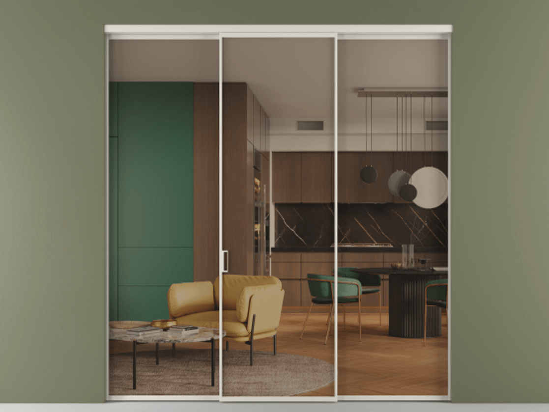 Перегородка Формато внутри проёма 3 створки АЛПР 040.01 Алюминий облачно-серый Прозрачное бронзовое стекло, триплекс. Цена 45700380 so'm 1. Полотно 3 шт. (800/2100 мм)
2. Комплект установки раздвижной системы
3. Базовый комплект фурнитуры
4.Ручка Рондо. Фабрика дверей Волховец 8 (800) 551 43 19 Перегородка Формато внутри проёма 3 створки АЛПР 040.01 Алюминий облачно-серый Прозрачное бронзовое стекло, триплекс Цена 45700380 so'm | Volhovec