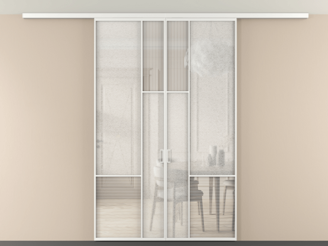 Перегородка Мозаик вдоль стены на потолок 2 створки АЛПР 041.13 Алюминий белоснежный Рифлёное стекло "Дюна", триплекс, 6 мм + Фактурное стекло "Лёд", триплекс. Цена 278980 ₽ . Фабрика дверей Волховец 8 (800) 551 43 19 Перегородка Мозаик вдоль стены на потолок 2 створки АЛПР 041.13 Алюминий белоснежный Рифлёное стекло "Дюна", триплекс, 6 мм + Фактурное стекло "Лёд", триплекс Цена 278980 ₽ | Volhovec