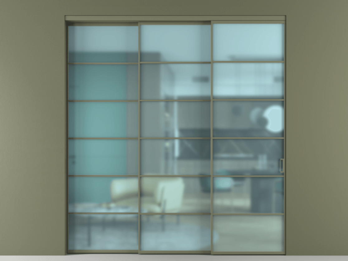 Перегородка Formato внутри проёма 3 створки с синхронным механизмом АЛПР 040.04 Алюминий оливковый тёмный Сатинированное голубое стекло, триплекс. Цена 350825 ₽ 1. Полотно 3 шт. (800/2100 мм)
2. Комплект установки раздвижной системы
3. Базовый комплект фурнитуры
4. Комплект фурнитуры телескопик синхро-2
5.Ручка RONDO
. Фабрика дверей Волховец 8 (800) 551 43 19 Перегородка Formato внутри проёма 3 створки с синхронным механизмом АЛПР 040.04 Алюминий оливковый тёмный Сатинированное голубое стекло, триплекс Цена 350825 ₽ | Volhovec