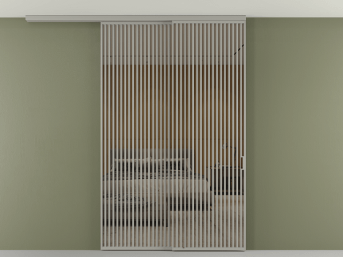 Перегородка Формато вдоль стены на потолок 2 створки с синхронным механизмом АЛПР 040.06 Алюминий нейтральный серый Рефлективное бронзовое стекло "Стопсол", калёное. Цена 463256 ₽ 1. Полотно 2 шт. (800/2100 мм)
2. Комплект установки раздвижной системы
3. Базовый комплект фурнитуры
4.Ручка Рондо. Фабрика дверей Волховец 8 (800) 551 43 19 Перегородка Формато вдоль стены на потолок 2 створки с синхронным механизмом АЛПР 040.06 Алюминий нейтральный серый Рефлективное бронзовое стекло "Стопсол", калёное Цена 463256 ₽ | Volhovec