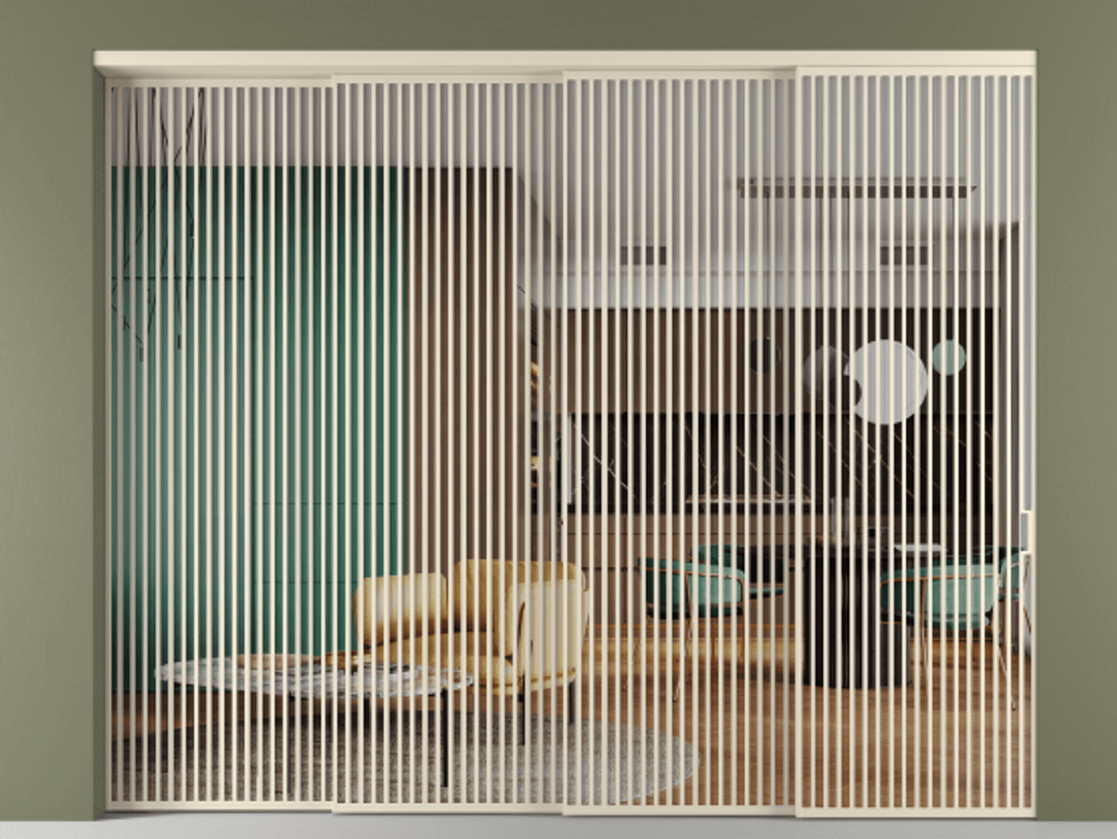 Перегородка Формато внутри проёма 4 створки с синхронным механизмом АЛПР 040.06 Алюминий бежево-серый Прозрачное стекло "Кристал Вижн", калёное. Цена 802920 ₽ 1. Полотно 4 шт. (800/2100 мм)
2. Комплект установки раздвижной системы
3. Базовый комплект фурнитуры
4. Комплект фурнитуры телескопик синхро-3
5. Ручка Рондо. Фабрика дверей Волховец 8 (800) 551 43 19 Перегородка Формато внутри проёма 4 створки с синхронным механизмом АЛПР 040.06 Алюминий бежево-серый Прозрачное стекло "Кристал Вижн", калёное Цена 802920 ₽ | Volhovec