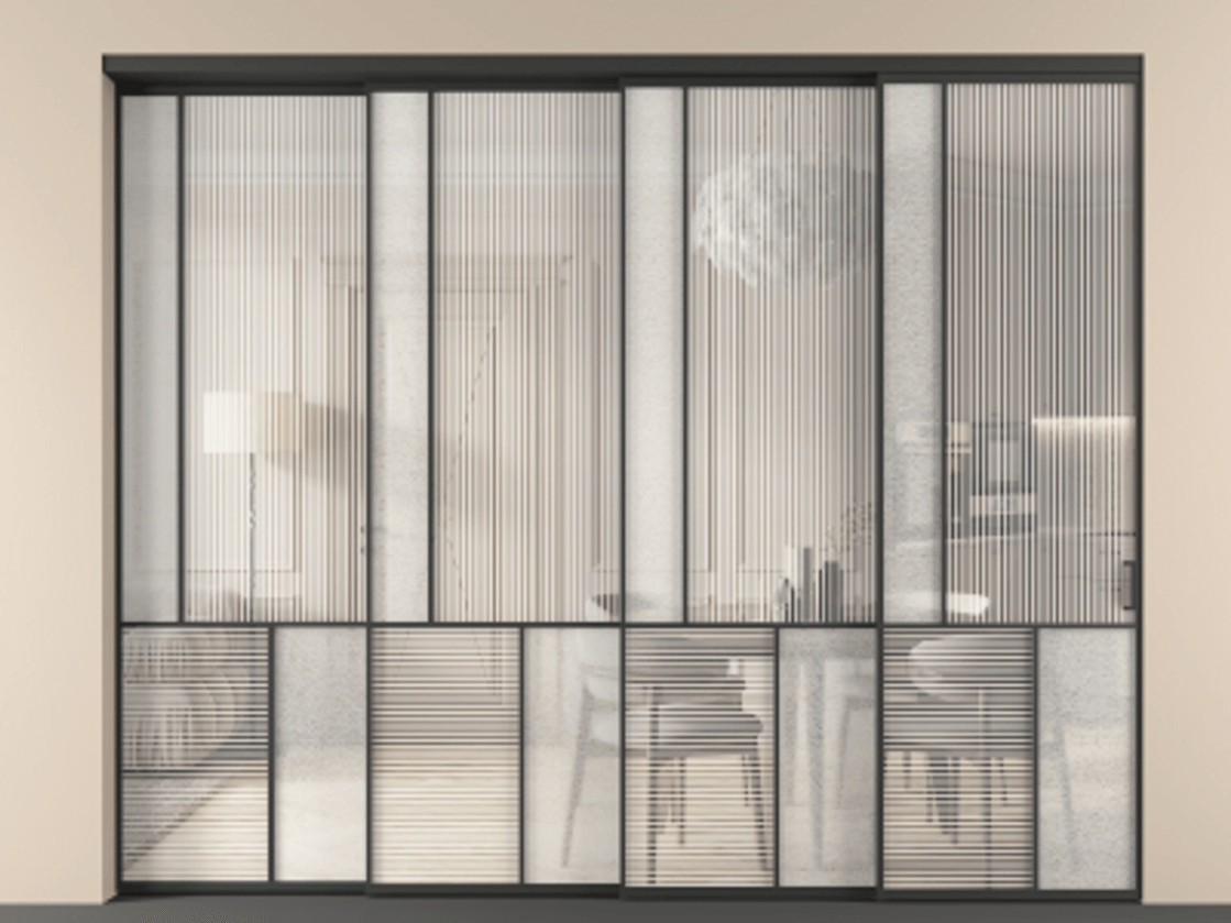 Перегородка Mosaic внутри проёма телескопик синхро 3 АЛПР 041.20 Алюминий Черный Рифлёное стекло "Дюна", триплекс, 6 мм + Фактурное стекло "Лёд", триплекс, 6 мм. Скрытый короб ЧЕР Цена 560220 ₽ . Фабрика дверей Волховец 8 (800) 551 43 19 Перегородка Mosaic внутри проёма телескопик синхро 3 АЛПР 041.20 Алюминий Черный Рифлёное стекло "Дюна", триплекс, 6 мм + Фактурное стекло "Лёд", триплекс, 6 мм Цена 560220 ₽ | Volhovec