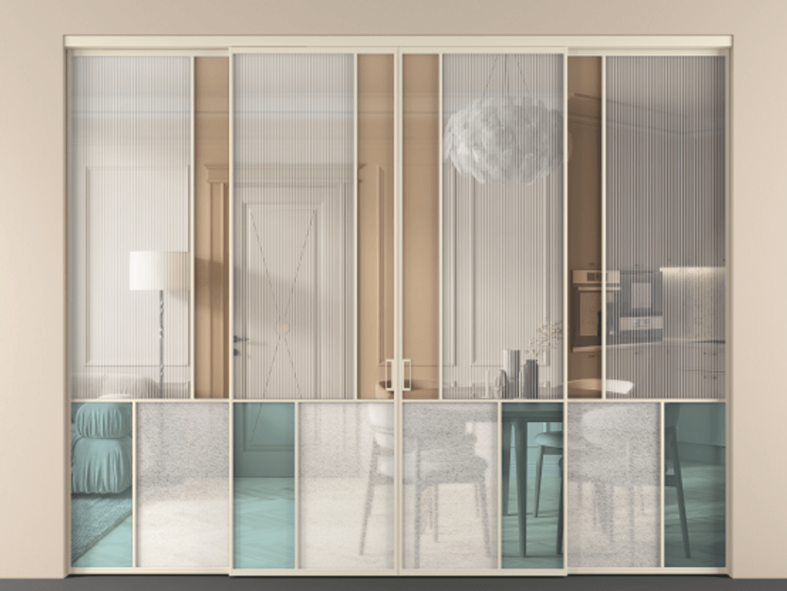 Перегородка Mosaic внутри проёма 4 створки АЛПР 041.20 Алюминий бежево-серый Комбинация стекол Группы 1 и Группы 3. Цена 484920 ₽ . Фабрика дверей Волховец 8 (800) 551 43 19 Перегородка Mosaic внутри проёма 4 створки АЛПР 041.20 Алюминий бежево-серый Комбинация стекол Группы 1 и Группы 3 Цена 484920 ₽ | Volhovec