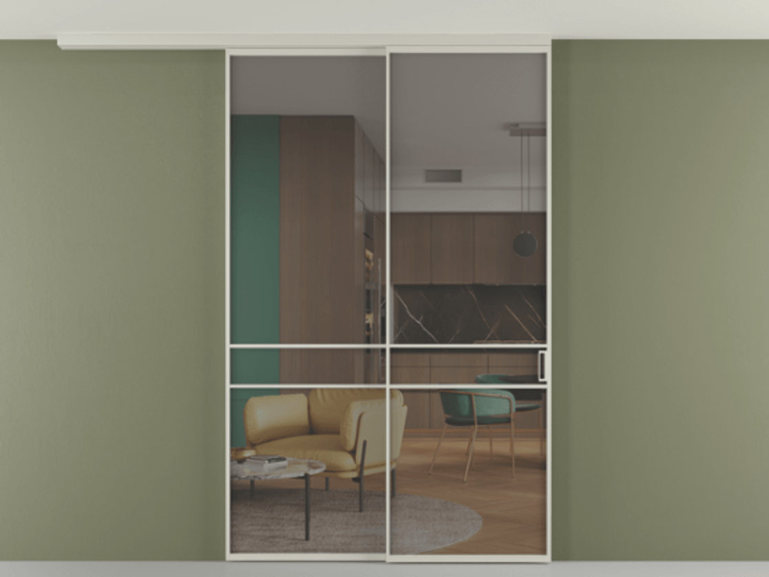 Перегородка Формато вдоль стены на потолок 2 створки с синхронным механизмом АЛПР 040.02 Алюминий тёплый серый Прозрачное серое стекло, триплекс. Цена 311020 ₽ 1. Полотно 2 шт. (800/2100 мм)
2. Комплект установки раздвижной системы
3. Базовый комплект фурнитуры
4.Ручка Рондо. Фабрика дверей Волховец 8 (800) 551 43 19 Перегородка Формато вдоль стены на потолок 2 створки с синхронным механизмом АЛПР 040.02 Алюминий тёплый серый Прозрачное серое стекло, триплекс Цена 311020 ₽ | Volhovec