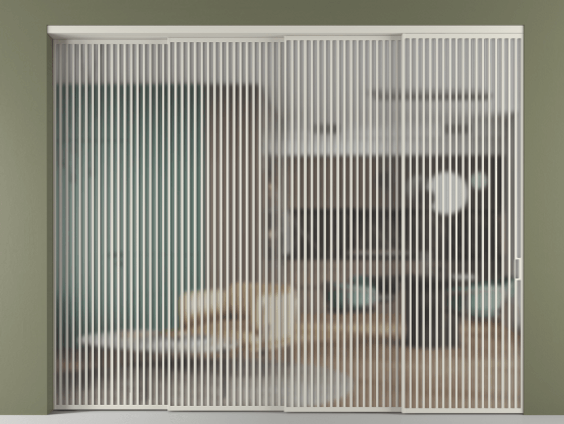 Перегородка Формато внутри проёма 4 створки с синхронным механизмом АЛПР 040.06 Алюминий тёплый серый Сатинированное стекло "Мателюкс Кристал Вижн", калёное, матовое, каленое 6 мм. Цена 802920 ₽ 1. Полотно 4 шт. (800/2100 мм)
2. Комплект установки раздвижной системы
3. Базовый комплект фурнитуры
4. Комплект фурнитуры телескопик синхро-3
5. Ручка Рондо. Фабрика дверей Волховец 8 (800) 551 43 19 Перегородка Формато внутри проёма 4 створки с синхронным механизмом АЛПР 040.06 Алюминий тёплый серый Сатинированное стекло "Мателюкс Кристал Вижн", калёное, матовое, каленое 6 мм Цена 802920 ₽ | Volhovec