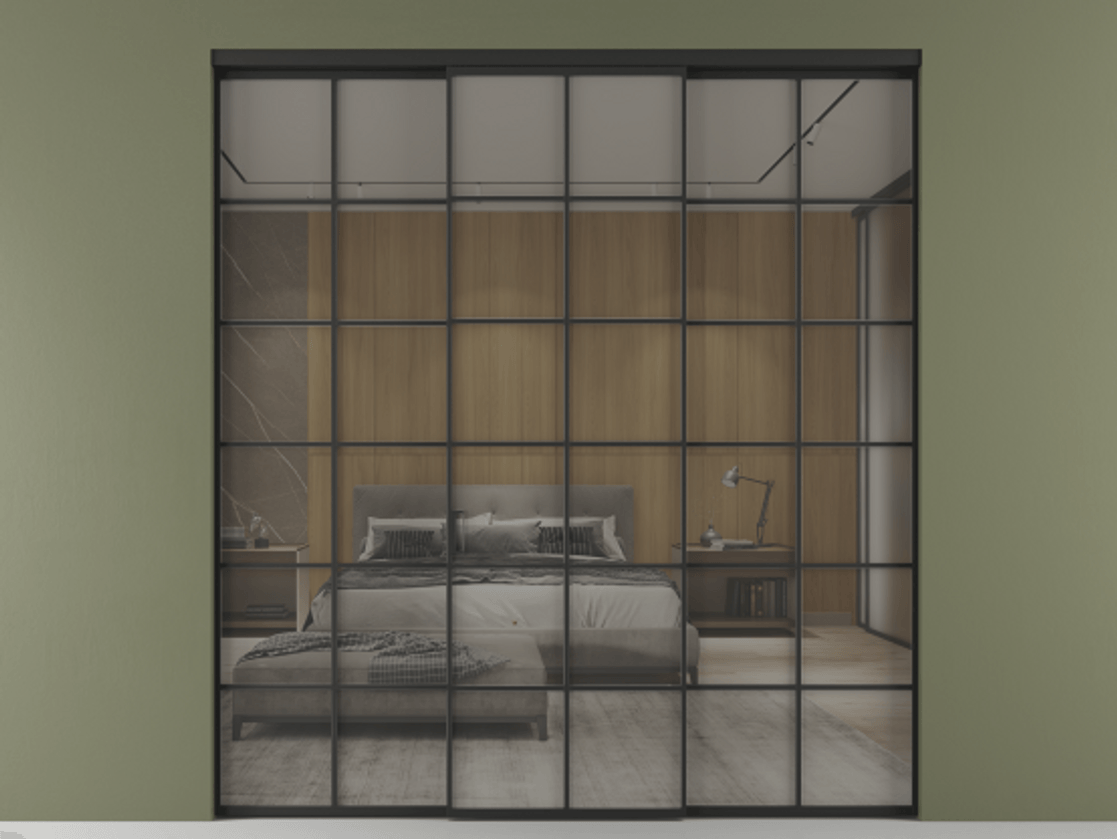 Перегородка Formato внутри проёма 3 створки АЛПР 040.05 Алюминий Черный Рефлективное серое стекло "Стопсол", калёное. Скрытый короб ЧЕР Цена 327800 ₽ 1. Полотно 3 шт. (800/2100 мм)
2. Комплект установки раздвижной системы
3. Базовый комплект фурнитуры
4.Ручка RONDO. Фабрика дверей Волховец 8 (800) 551 43 19 Перегородка Formato внутри проёма 3 створки АЛПР 040.05 Алюминий Черный Рефлективное серое стекло "Стопсол", калёное Цена 327800 ₽ | Volhovec