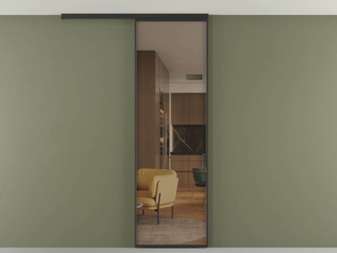 Перегородка Formato вдоль стены на потолок одностворчатая АЛПР 040.01 Алюминий Черный Прозрачное бронзовое стекло, триплекс, 6 мм. Скрытый короб ЧЕР Цена 100950 ₽ 1. Полотно 2 шт.  (800/2100 мм)
2. Комплект установки раздвижной системы
3. Базовый комплект фурнитуры
4.Ручка RONDO
. Фабрика дверей Волховец 8 (800) 551 43 19  Перегородка Formato вдоль стены на потолок одностворчатая АЛПР 040.01 Алюминий Черный Прозрачное бронзовое стекло, триплекс, 6 мм Цена 100950 ₽ | Volhovec