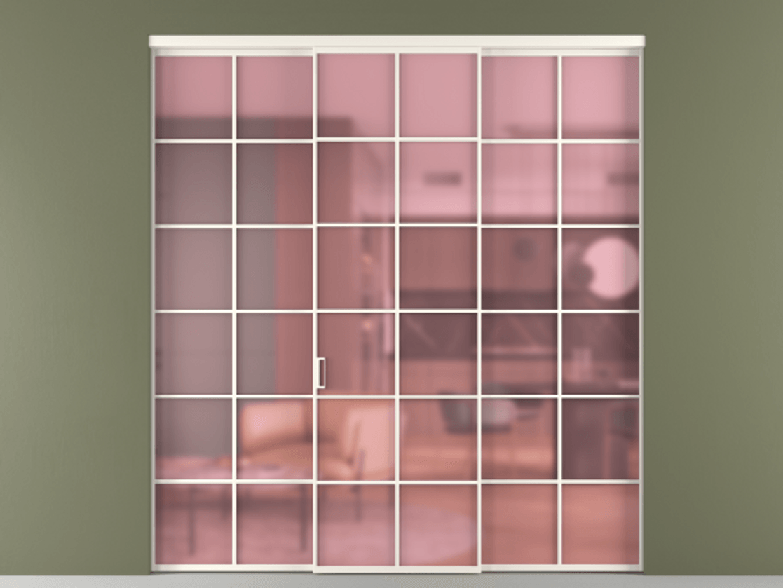 Перегородка Formato внутри проёма 3 створки АЛПР 040.05 Алюминий пудровый белый Сатинированное розовое стекло, триплекс. Цена 317000 ₽ 1. Полотно 3 шт. (800/2100 мм)
2. Комплект установки раздвижной системы
3. Базовый комплект фурнитуры
4.Ручка RONDO. Фабрика дверей Волховец 8 (800) 551 43 19 Перегородка Formato внутри проёма 3 створки АЛПР 040.05 Алюминий пудровый белый Сатинированное розовое стекло, триплекс Цена 317000 ₽ | Volhovec