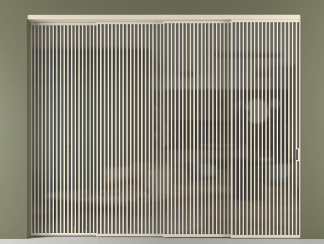 Перегородка Формато внутри проёма 4 створки с синхронным механизмом АЛПР 040.06 Алюминий бежево-серый Сатинированное серое стекло, триплекс. Цена 777320 ₽ 1. Полотно 4 шт. (800/2100 мм)
2. Комплект установки раздвижной системы
3. Базовый комплект фурнитуры
4. Комплект фурнитуры телескопик синхро-3
5. Ручка Рондо. Фабрика дверей Волховец 8 (800) 551 43 19 Перегородка Формато внутри проёма 4 створки с синхронным механизмом АЛПР 040.06 Алюминий бежево-серый Сатинированное серое стекло, триплекс Цена 777320 ₽ | Volhovec