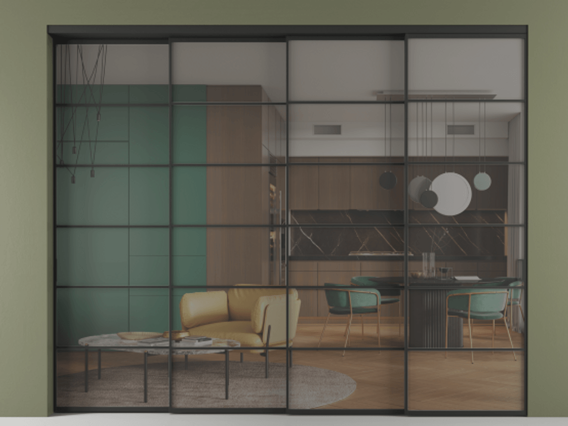 Перегородка Formato внутри проёма телескопик синхро 3 АЛПР 040.04 Алюминий Черный Прозрачное серое стекло, триплекс, 6 мм. Скрытый короб ЧЕР Цена 726110 сом 1. Полотно 4 шт. (800/2100 мм)
2. Комплект установки раздвижной системы
3. Базовый комплект фурнитуры
4. Комплект фурнитуры телескопик синхро-3
5. Ручка RONDO
. Фабрика дверей Волховец 8 (800) 551 43 19 Перегородка Formato внутри проёма телескопик синхро 3 АЛПР 040.04 Алюминий Черный Прозрачное серое стекло, триплекс, 6 мм Цена 726110 сом | Volhovec