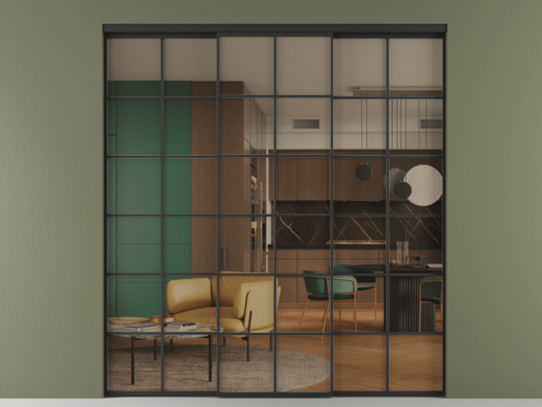 Перегородка Формато внутри проёма 3 створки АЛПР 040.05 Алюминий Черный Прозрачное бронзовое стекло, триплекс. Скрытый короб ЧЕР Цена 244625 ₽ 1. Полотно 3 шт. (800/2100 мм)
2. Комплект установки раздвижной системы
3. Базовый комплект фурнитуры
4.Ручка Рондо. Фабрика дверей Волховец 8 (800) 551 43 19 Перегородка Формато внутри проёма 3 створки АЛПР 040.05 Алюминий Черный Прозрачное бронзовое стекло, триплекс Цена 244625 ₽ | Volhovec