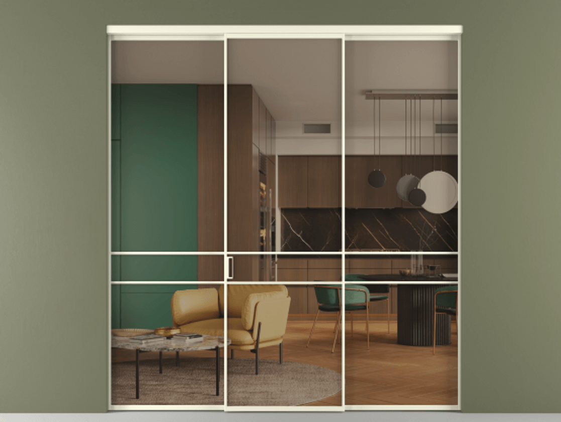 Перегородка Формато внутри проёма 3 створки АЛПР 040.02 Алюминий молочно-белый Прозрачное бронзовое стекло, триплекс. Цена 12370 AZE 1. Полотно 3 шт. (800/2100 мм)
2. Комплект установки раздвижной системы
3. Базовый комплект фурнитуры
4.Ручка Рондо. Фабрика дверей Волховец 8 (800) 551 43 19 Перегородка Формато внутри проёма 3 створки АЛПР 040.02 Алюминий молочно-белый Прозрачное бронзовое стекло, триплекс Цена 12370 AZE | Volhovec