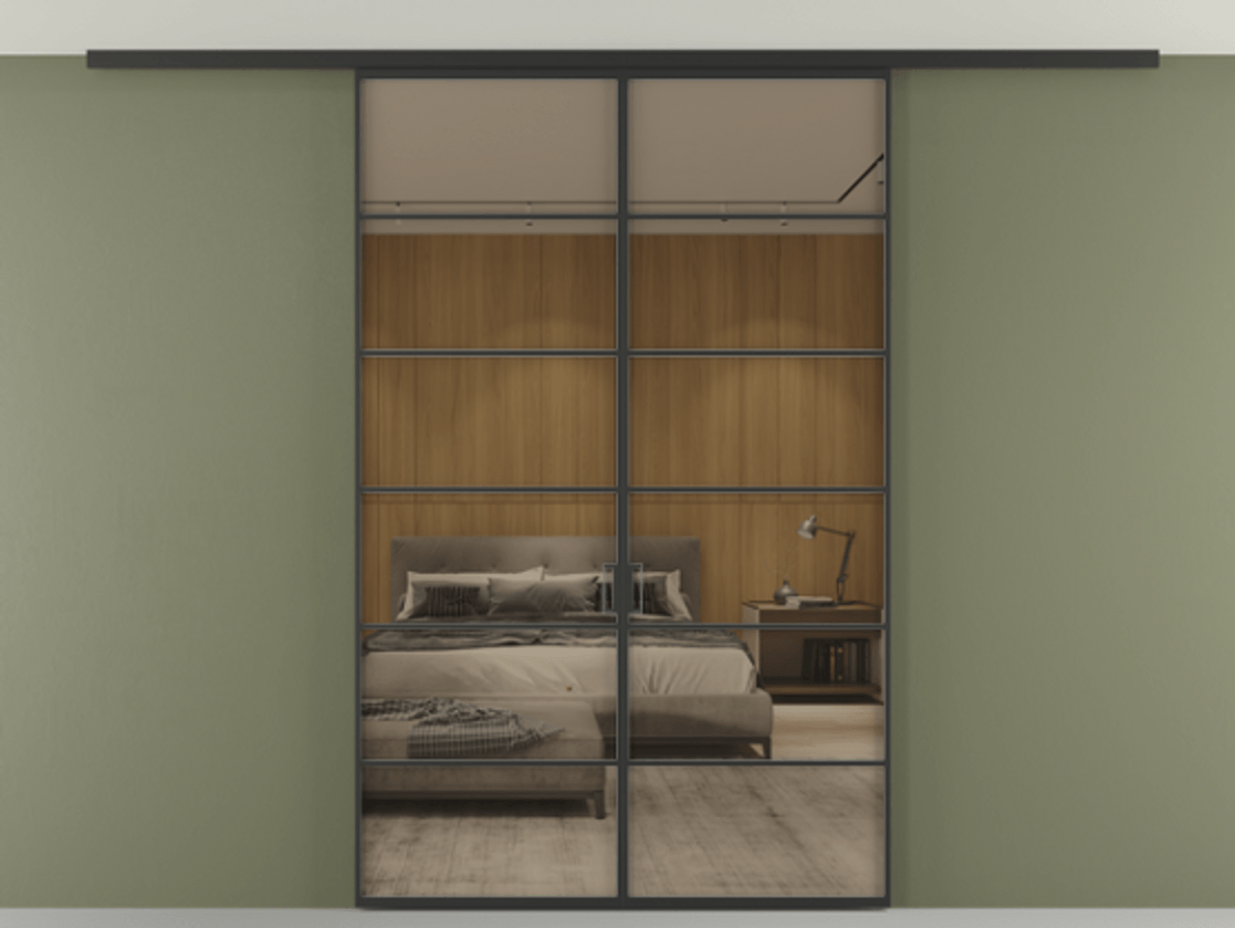 Перегородка Formato вдоль стены на потолок двустворчатая АЛПР 040.04 Алюминий Черный Рефлективное бронзовое стекло "Stopsol", калёное. Скрытый короб ЧЕР Цена 251180 ₽ 1. Полотно 2 шт. (800/2100 мм)
2. Комплект установки раздвижной системы
3. Базовый комплект фурнитуры
4.Ручка RONDO
. Фабрика дверей Волховец 8 (800) 551 43 19 Перегородка Formato вдоль стены на потолок двустворчатая АЛПР 040.04 Алюминий Черный Рефлективное бронзовое стекло "Stopsol", калёное Цена 251180 ₽ | Volhovec