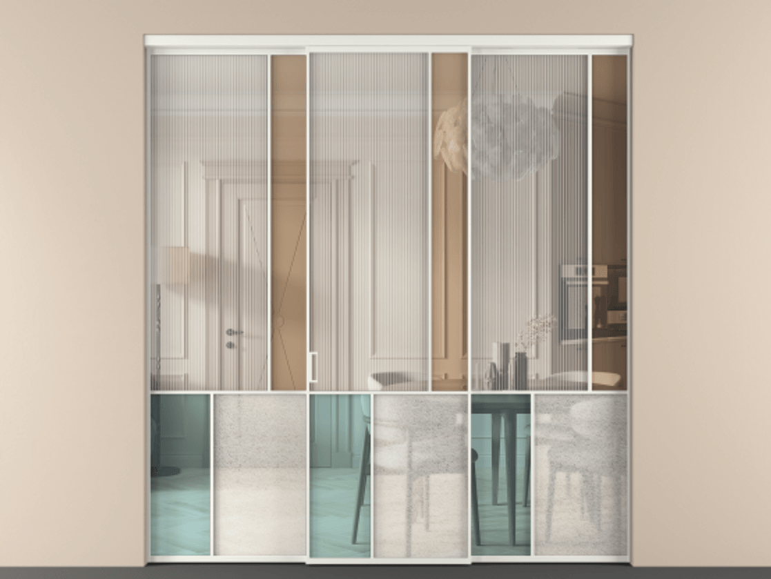 Перегородка Mosaic внутри проёма 3 створки АЛПР 041.21 Алюминий светло-серый Комбинация стекол Группы 1 и Группы 3. Цена 359390 ₽ . Фабрика дверей Волховец 8 (800) 551 43 19 Перегородка Mosaic внутри проёма 3 створки АЛПР 041.21 Алюминий светло-серый Комбинация стекол Группы 1 и Группы 3 Цена 359390 ₽ | Volhovec