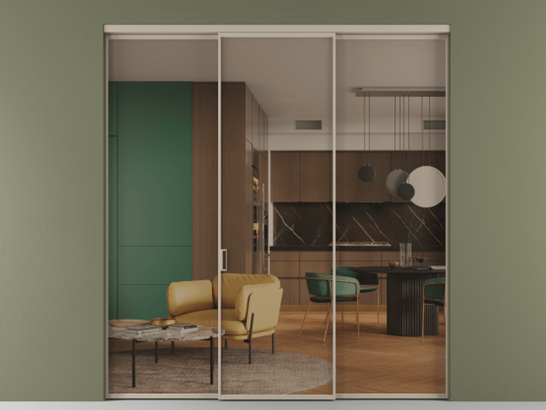 Перегородка Формато внутри проёма 3 створки АЛПР 040.01 Алюминий бисквитный Прозрачное бронзовое стекло, триплекс. Цена 225125 ₽ 1. Полотно 3 шт. (800/2100 мм)
2. Комплект установки раздвижной системы
3. Базовый комплект фурнитуры
4.Ручка Рондо. Фабрика дверей Волховец 8 (800) 551 43 19 Перегородка Формато внутри проёма 3 створки АЛПР 040.01 Алюминий бисквитный Прозрачное бронзовое стекло, триплекс Цена 225125 ₽ | Volhovec