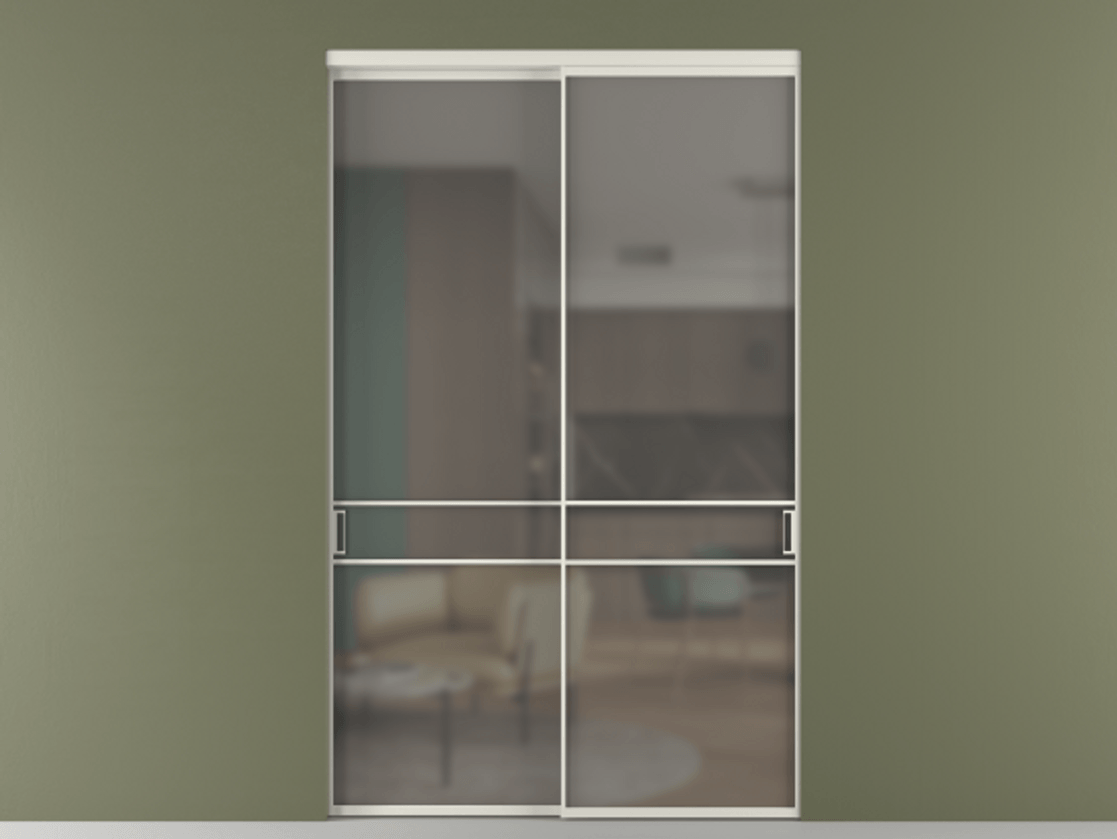 Перегородка Formato внутри проёма двустворчатая АЛПР 040.02 Алюминий Белый Сатинированное серое стекло, триплекс, 6 мм. Скрытый короб БЕЛ Цена 189400 ₽ 1. Полотно 2 шт. (800/2100 мм)
2. Комплект установки раздвижной системы
3. Базовый комплект фурнитуры
4.Ручка RONDO. Фабрика дверей Волховец 8 (800) 551 43 19 Перегородка Formato внутри проёма двустворчатая АЛПР 040.02 Алюминий Белый Сатинированное серое стекло, триплекс, 6 мм Цена 189400 ₽ | Volhovec