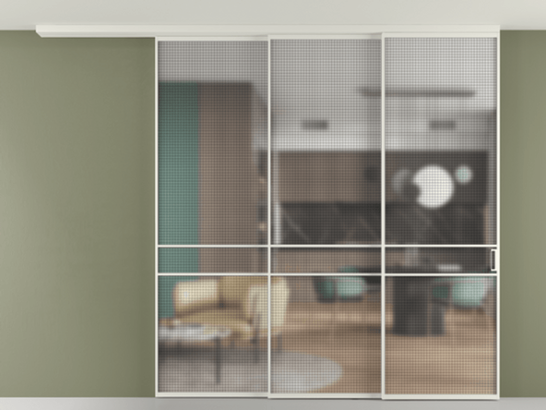 Перегородка Formato вдоль стены на потолок телескопик синхро 3 АЛПР 040.02 Алюминий Белый Декоративное стекло с сеткой "Mesh silver", триплекс, 6 мм. Скрытый короб БЕЛ Цена 424220 ₽ 1. Полотно 2 шт. (800/2100 мм)
2. Комплект установки раздвижной системы
3. Базовый комплект фурнитуры
4.Ручка RONDO
. Фабрика дверей Волховец 8 (800) 551 43 19 Перегородка Formato вдоль стены на потолок телескопик синхро 3 АЛПР 040.02 Алюминий Белый Декоративное стекло с сеткой "Mesh silver", триплекс, 6 мм Цена 424220 ₽ | Volhovec