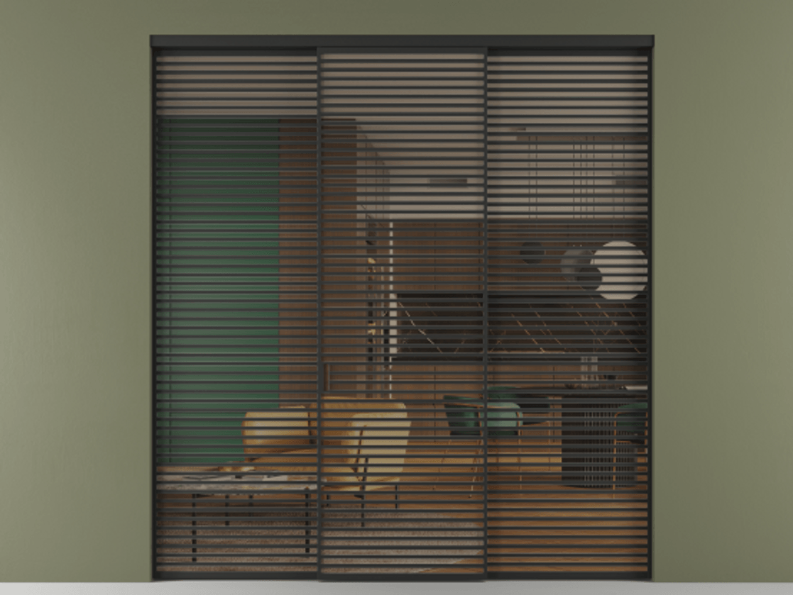 Перегородка Formato внутри проёма 3 створки АЛПР 040.07 Алюминий Черный Прозрачное бронзовое стекло, триплекс. Скрытый короб ЧЕР Цена 437900 ₽ 1. Полотно 3 шт. (800/2100 мм)
2. Комплект установки раздвижной системы
3. Базовый комплект фурнитуры
4.Ручка RONDO. Фабрика дверей Волховец 8 (800) 551 43 19 Перегородка Formato внутри проёма 3 створки АЛПР 040.07 Алюминий Черный Прозрачное бронзовое стекло, триплекс Цена 437900 ₽ | Volhovec