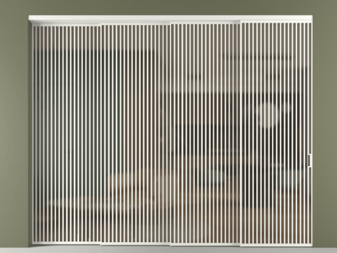 Перегородка Формато внутри проёма 4 створки с синхронным механизмом АЛПР 040.06 Алюминий светло-серый Сатинированное бронзовое стекло, триплекс. Цена 40520 AZE 1. Полотно 4 шт. (800/2100 мм)
2. Комплект установки раздвижной системы
3. Базовый комплект фурнитуры
4. Комплект фурнитуры телескопик синхро-3
5. Ручка Рондо. Фабрика дверей Волховец 8 (800) 551 43 19 Перегородка Формато внутри проёма 4 створки с синхронным механизмом АЛПР 040.06 Алюминий светло-серый Сатинированное бронзовое стекло, триплекс Цена 40520 AZE | Volhovec