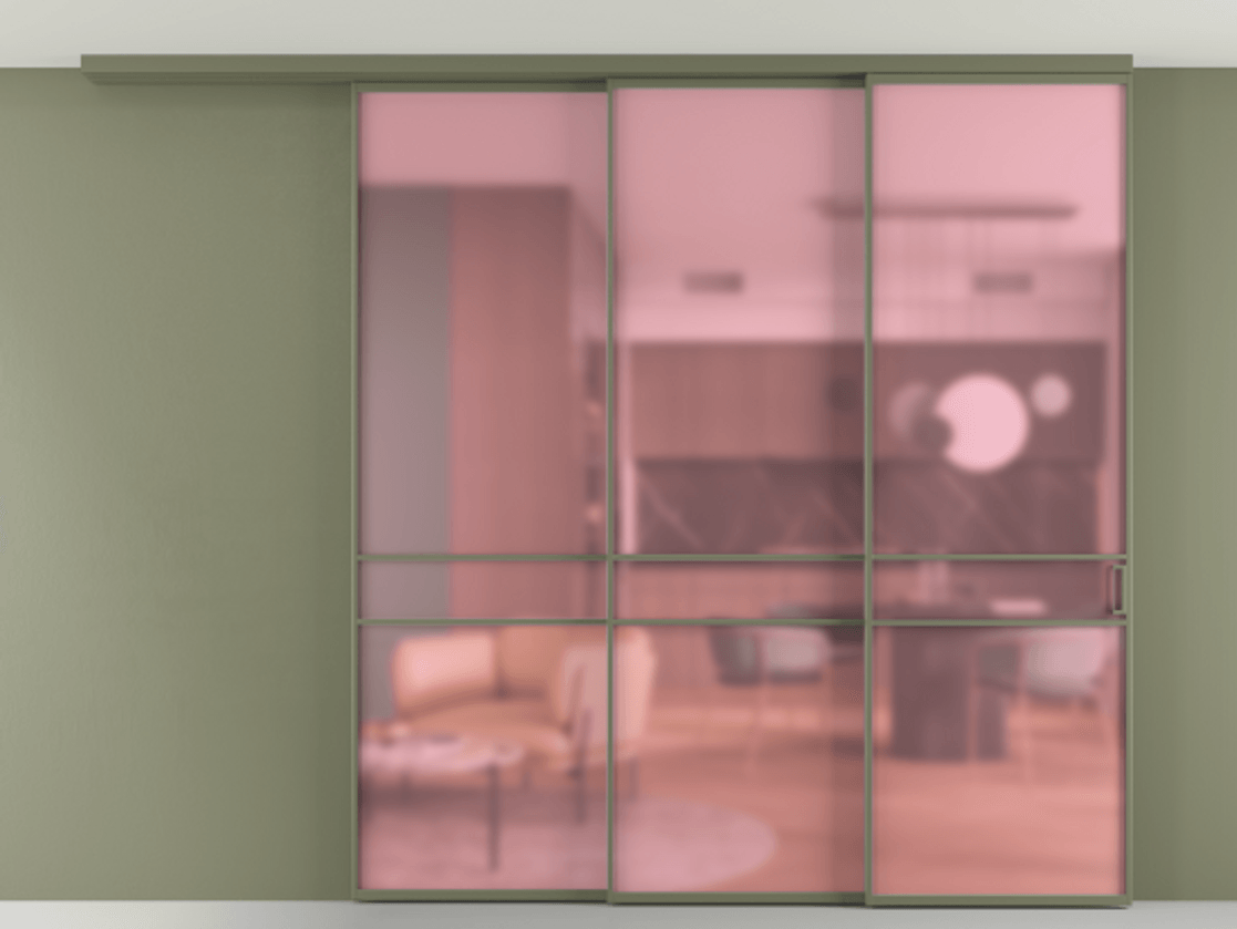 Перегородка Формато вдоль стены на потолок 3 створки с синхронным механизмом АЛПР 040.02 Алюминий оливковый тёмный Сатинированное розовое стекло, триплекс. Цена 383973 ₽ 1. Полотно 2 шт. (800/2100 мм)
2. Комплект установки раздвижной системы
3. Базовый комплект фурнитуры
4.Ручка RONDO
. Фабрика дверей Волховец 8 (800) 551 43 19 Перегородка Формато вдоль стены на потолок 3 створки с синхронным механизмом АЛПР 040.02 Алюминий оливковый тёмный Сатинированное розовое стекло, триплекс Цена 383973 ₽ | Volhovec