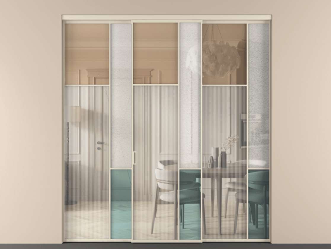 Перегородка Mosaic внутри проёма 3 створки АЛПР 041.10 Алюминий бежево-серый Комбинация стекол Группы 1 и Группы 3. Цена 359390 ₽ . Фабрика дверей Волховец 8 (800) 551 43 19 Перегородка Mosaic внутри проёма 3 створки АЛПР 041.10 Алюминий бежево-серый Комбинация стекол Группы 1 и Группы 3 Цена 359390 ₽ | Volhovec