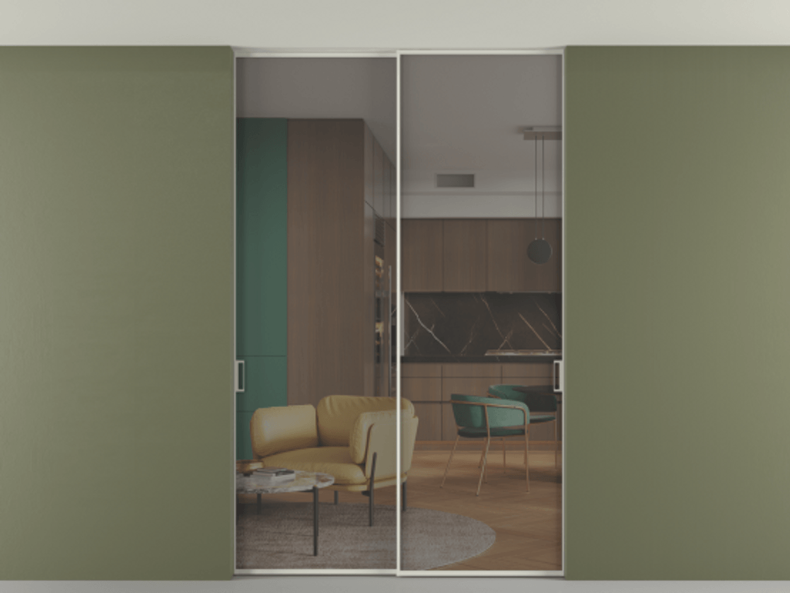 Перегородка Formato внутри проёма двустворчатая со скрытым креплением в потолок АЛПР 040.01 Алюминий Белый Прозрачное серое стекло, триплекс. Скрытый короб БЕЛ Цена 12560 AZE 1. Полотно 2 шт. (800/2100 мм)
2. Комплект установки раздвижной системы
3. Базовый комплект фурнитуры
4. Ручка RONDO. Фабрика дверей Волховец 8 (800) 551 43 19 Перегородка Formato внутри проёма двустворчатая со скрытым креплением в потолок АЛПР 040.01 Алюминий Белый Прозрачное серое стекло, триплекс Цена 12560 AZE | Volhovec