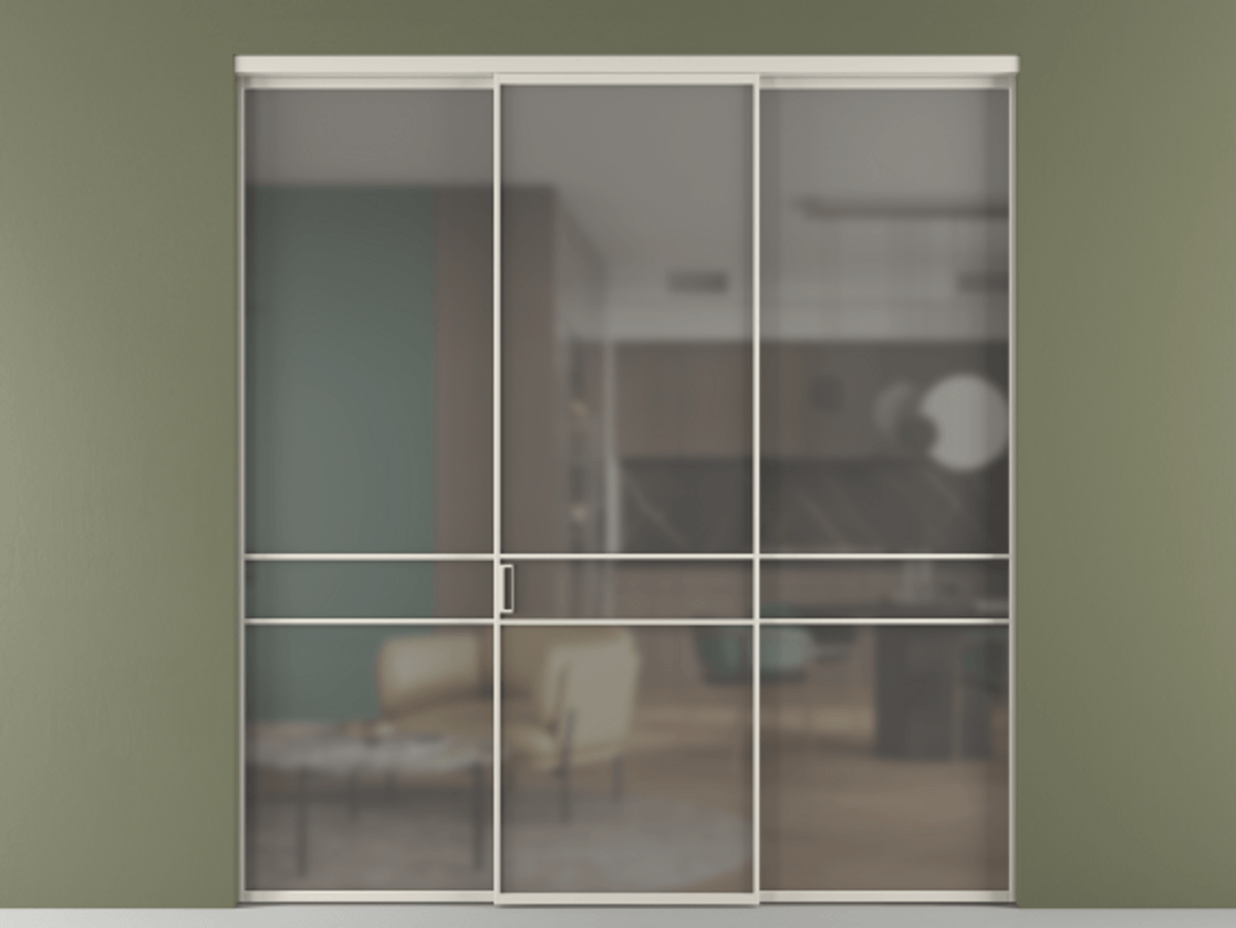 Перегородка Formato внутри проёма 3 створки АЛПР 040.02 Алюминий облачно-серый Сатинированное серое стекло, триплекс. Цена 237275 ₽ 1. Полотно 3 шт. (800/2100 мм)
2. Комплект установки раздвижной системы
3. Базовый комплект фурнитуры
4.Ручка RONDO. Фабрика дверей Волховец 8 (800) 551 43 19 Перегородка Formato внутри проёма 3 створки АЛПР 040.02 Алюминий облачно-серый Сатинированное серое стекло, триплекс Цена 237275 ₽ | Volhovec