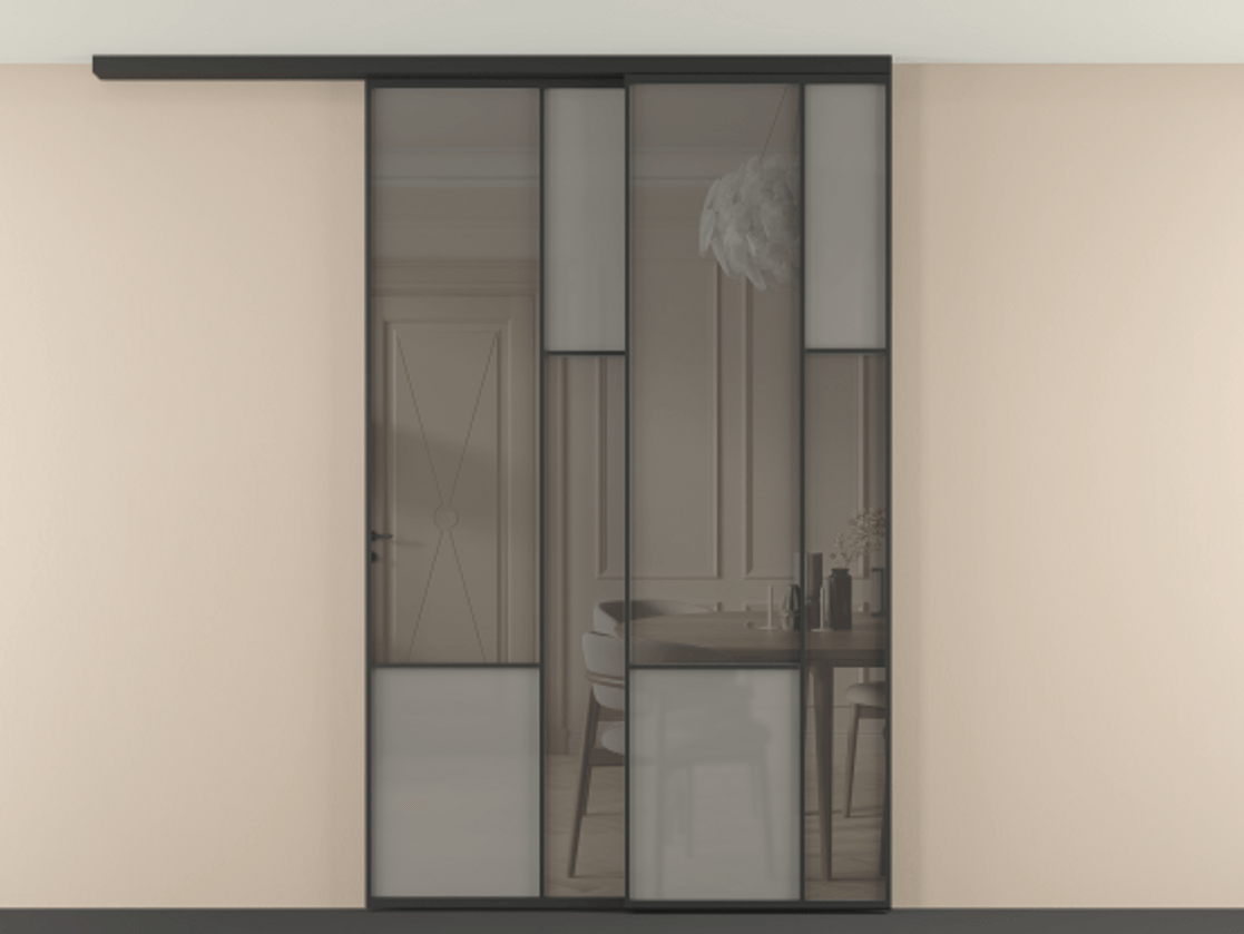 Перегородка Mosaic вдоль стены на потолок телескопик синхро 2 АЛПР 041.12 Алюминий Черный Сатинированное серое стекло, триплекс, 6 мм + Прозрачное серое стекло, триплекс, 6 мм. Скрытый короб ЧЕР Цена 310820 ₽ . Фабрика дверей Волховец 8 (800) 551 43 19  Перегородка Mosaic вдоль стены на потолок телескопик синхро 2 АЛПР 041.12 Алюминий Черный Сатинированное серое стекло, триплекс, 6 мм + Прозрачное серое стекло, триплекс, 6 мм Цена 310820 ₽ | Volhovec