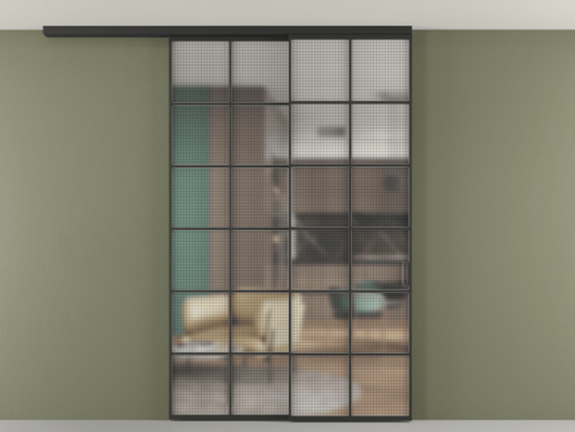 Перегородка Formato вдоль стены на потолок телескопик синхро 2 АЛПР 040.05 Алюминий Черный Декоративное стекло с сеткой "Mesh silver", триплекс, 6 мм. Скрытый короб ЧЕР Цена 310580 ₽ 1. Полотно 2 шт.  (800/2100 мм)
2. Комплект установки раздвижной системы
3. Базовый комплект фурнитуры
4.Ручка RONDO
. Фабрика дверей Волховец 8 (800) 551 43 19  Перегородка Formato вдоль стены на потолок телескопик синхро 2 АЛПР 040.05 Алюминий Черный Декоративное стекло с сеткой "Mesh silver", триплекс, 6 мм Цена 310580 ₽ | Volhovec