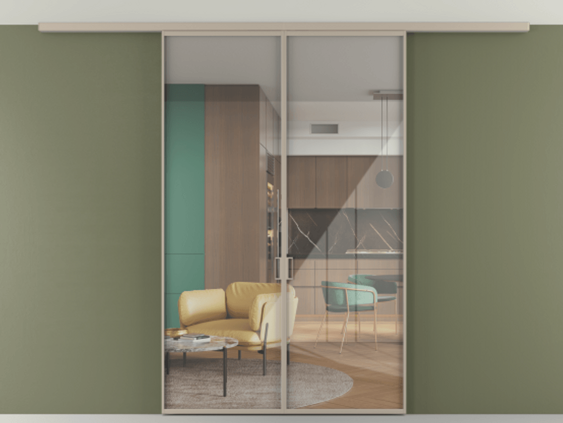 Перегородка Формато вдоль стены на потолок 2 створки АЛПР 040.01 Алюминий бисквитный Рефлективное прозрачное стекло "Стопсол", калёное. Цена 198172 ₽ 1. Полотно 2 шт. (800/2100 мм)
2. Комплект установки раздвижной системы
3. Базовый комплект фурнитуры
4.Ручка Рондо. Фабрика дверей Волховец 8 (800) 551 43 19 Перегородка Формато вдоль стены на потолок 2 створки АЛПР 040.01 Алюминий бисквитный Рефлективное прозрачное стекло "Стопсол", калёное Цена 198172 ₽ | Volhovec