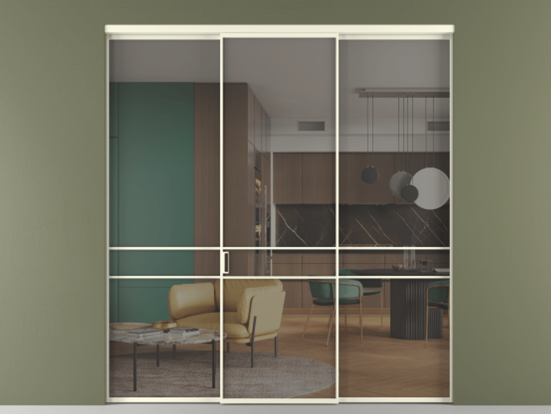 Перегородка Formato внутри проёма 3 створки АЛПР 040.02 Алюминий молочно-белый Прозрачное серое стекло, триплекс. Цена 237275 ₽ 1. Полотно 3 шт. (800/2100 мм)
2. Комплект установки раздвижной системы
3. Базовый комплект фурнитуры
4.Ручка RONDO. Фабрика дверей Волховец 8 (800) 551 43 19 Перегородка Formato внутри проёма 3 створки АЛПР 040.02 Алюминий молочно-белый Прозрачное серое стекло, триплекс Цена 237275 ₽ | Volhovec