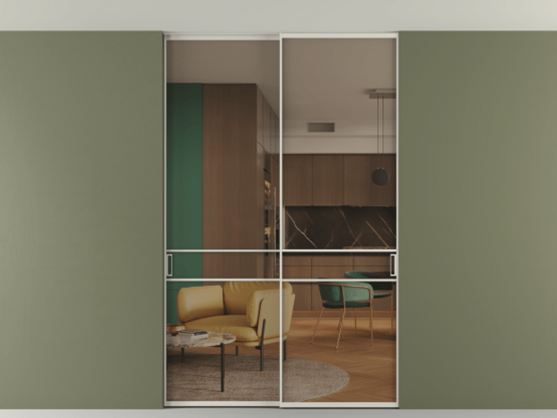 Перегородка Формато внутри проёма скрытое крепление в потолок 2 створки АЛПР 040.02 Алюминий облачно-серый Прозрачное бронзовое стекло, триплекс. Цена 256476 ₽ 1. Полотно 2 шт. (800/2100 мм)
2. Комплект установки раздвижной системы
3. Базовый комплект фурнитуры
4. Ручка Рондо. Фабрика дверей Волховец 8 (800) 551 43 19 Перегородка Формато внутри проёма скрытое крепление в потолок 2 створки АЛПР 040.02 Алюминий облачно-серый Прозрачное бронзовое стекло, триплекс Цена 256476 ₽ | Volhovec