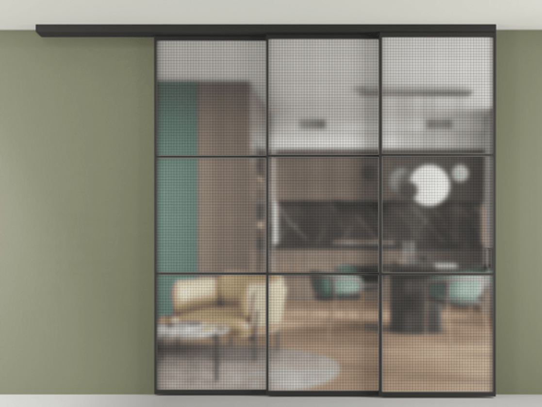 Перегородка Formato вдоль стены на потолок телескопик синхро 3 АЛПР 040.03 Алюминий Черный Декоративное стекло с сеткой "Mesh silver", триплекс. Скрытый короб ЧЕР Цена 448550 ₽ 1. Полотно 2 шт. (800/2100 мм)
2. Комплект установки раздвижной системы
3. Базовый комплект фурнитуры
4.Ручка RONDO
. Фабрика дверей Волховец 8 (800) 551 43 19 Перегородка Formato вдоль стены на потолок телескопик синхро 3 АЛПР 040.03 Алюминий Черный Декоративное стекло с сеткой "Mesh silver", триплекс Цена 448550 ₽ | Volhovec