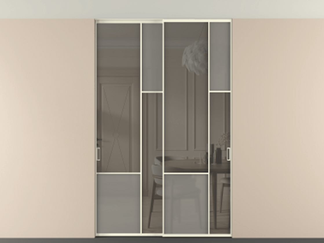 Перегородка Мозаик внутри проёма скрытое крепление в потолок 2 створки АЛПР 041.12 Алюминий молочно-белый Сатинированное серое стекло, триплекс, 6 мм + Прозрачное серое стекло, триплекс. Цена 324580 ₽ . Фабрика дверей Волховец 8 (800) 551 43 19 Перегородка Мозаик внутри проёма скрытое крепление в потолок 2 створки АЛПР 041.12 Алюминий молочно-белый Сатинированное серое стекло, триплекс, 6 мм + Прозрачное серое стекло, триплекс Цена 324580 ₽ | Volhovec